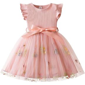 Balatele Toddler Baby Girl Tulle Dress Summer Sleeveless Embroidery Sequin Princess Birthday Party Tutu Dress
