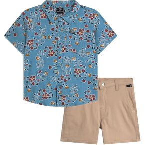 Volcom Toddler Boy Shorts Set - 2 Piece Short Sleeve Button Down Dress Shirts and Twill Shorts - Toddler Boys Summer Outfits
