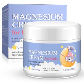Magnesium Lotion for Kids, Topical Magnesium Cream with Shea Butter, Calendula & Aloe Vera, for Babies, Toddlers & Juniors, Apply to Legs, Arms or Chest, Easy To Absorb - 5.3 oz