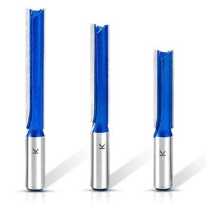 3Pcs Extra Long Straight Router Bit Set 1/2 Shank, Carbide Tipped Double Flute Straight Bit Dado Straight Cut Router Bit for Woodworking, 2",2-1/2",3" Cutting Length,1/2" Cutting Dia.