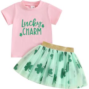 BemeyourBBs Toddler Girl St Patricks Day Outfit Baby Girl Crewneck Shirt Tutu Skirts Set Cute Little Girl Spring Clothes