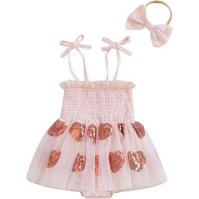 Baby Girl Tulle Romper Dress Bodysuit Tutu Skirt Infant Cake Smash Outfits with Headband