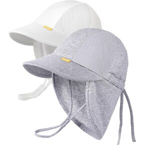 Baby Sun Hat with Breathable Mesh, UPF 50+ Cotton Adjusrtable Unisex Toddler Sun Hat for Summer Beach Swim