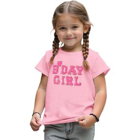 Birthday Girl Shirt Toddler 2nd 3rd 4th 5th 6th Bday Girl T-Shirt Embroidery Birthday Party Short Sleeve Tee Top 2-6Y