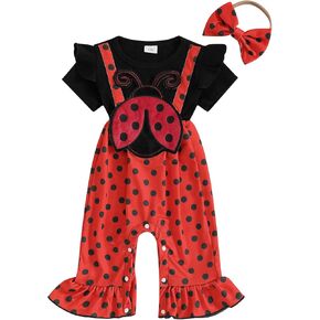 Baby Girl Summer Outfit Cartoon Animals Cow Short Sleeve One-Piece Romper Jumpsuit Headband Set Newborn Clothes