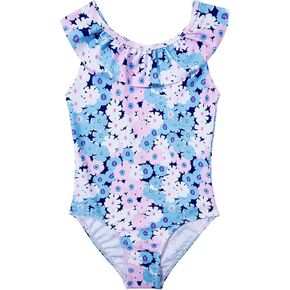 Zando Girls Swimsuit One Piece Ruffle Toddler Swimsuit Girl Cute Floral Pattern Toddler Bathing Suit Girl 2-11 Years