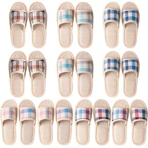 Tessco for you House Slippers for Guests Open Toe Breathable Slippers Washable Reusable Home Hotel Family Travel Unisex Non Slip Casual Spa 4 Large Size + 6 Medium Size