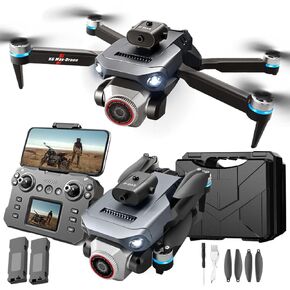 Drones with 4k Ultra-wide Camera,Real-time Vision Screen Handle,Foldable WiFi FPV Drone,RC Quadcopter with Brushless Motor,2 Batteries