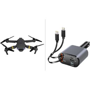 Black Falcon 4K Drone with Camera | Quadcopter Drones for Kids Falcon Drone for Adults and Multi Charge Pro Car Charger USB C and Lightning Car Charger Fast Charging