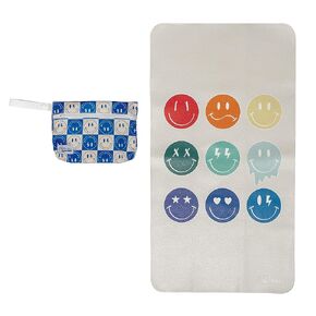 Vegan Leather Changing Mat with Reusable Waterproof Wet Bag - Non-Toxic, Portable Diaper Pad That Folds and Wipes Clean (16 x 30 Inches) (Floral)