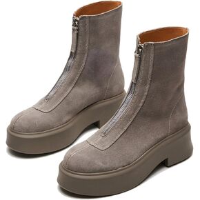 Platform Ankle Boots for Women Comfortable Chelsea Block Heel Booties with Zipper Casual Dressy Combat Mini Snow Boots