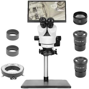 HH-MH03B LCD Digital Trinocular Microscope Stereo Zoom, Boom-Arm Stand 7X-45X Magnification 7X-90X Continuous Zoom