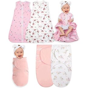 Ramede 4 Pack Baby Swaddle Blanket Newborn Sacks Sleep Swaddle for 0-3 Months Soft Cotton Wearable for Baby Boy Girl Sleeping(Star,Grey)
