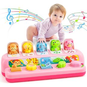 Duchong Toys for 1 Year Old Girls, Interactive Pop Up Toys with Music & Light, Montessori Learning Toys for Infant Baby Toddler 9-12-18 Months, First 1st Birthday Gifts for Girls Boys