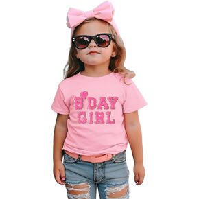 Toddler Baby Girl Birthday Shirt 2nd 3rd 4th 5th 6th Bday Party Tshirt Outfit Sequin Glitter Patch Embroidered Tops