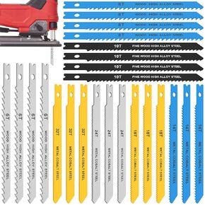 U-Shank Jig Saw Saw مجموعة عالية من الصلب الكربون شفرات منشار شحنة حادة متقطعة أسفل بليد بانشاو لقطع البلاستيك المعدني الخشبي (24 ٪)