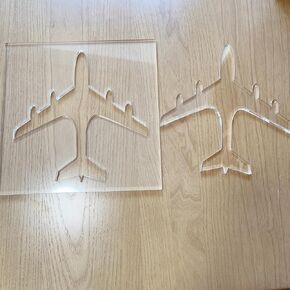 Airplane Router Inlay Template, Clear Acrylic, 8 x 8 inches, Woodworking Template with Cutout