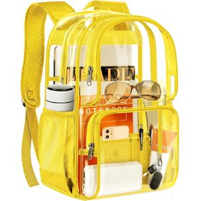 PAMANO Clear Backpack Heavy Duty Transparent See Through Bag for College Work Travel Security,Black