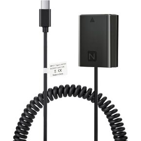 Tectra USB-C to NP-FZ100 Dummy Battery, Continuous Power Supply for Sony ZV-E1, A7 III, A7 IV, A7S III, A7R III, A7R IV, A7R V, A7C,A1, A9, A9 II, A6600, A6700, FX3, FX30 Cameras