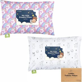 KeaBabies Toddler Pillow with Pillowcase and Jumbo 14X20-13x18 My Little Dreamy Pillow - Soft Organic Cotton Toddler Pillows for Sleeping - Organic Cotton Toddler Pillows for Sleeping