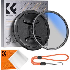 K&F Concept 62mm Circular Polarizer Filter with Lens Cap Cleaning Cloth Optical Glass Ultra Slim 18 Multi-Layer Coatings Polarizing Filter for Camera Lens (K-Series)