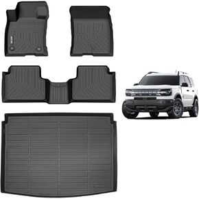 AIPOIL®TPE Floor mats and Trunk mat Custom for 2021-2024 2025 Ford Bronco Sport | All-Weather | Easy to Clean | All-Round Protection丨Full Set Automobile mats Accessories.