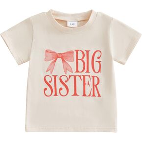 Big Sister Little Sister Matching Outfit Newborn Baby Girl Short Sleeve Romper Toddler Girl T-Shirt Top