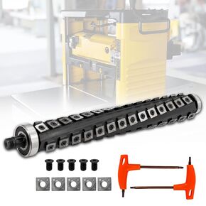 12.5 inch Spiral Helical Cutterhead fits for dewalt DW734 DW733 Thickness Planer, Spiral Cutterhead Bearing pre-Installed 4 Rows with 58 Blades and 5 Spare Blade &Bolts