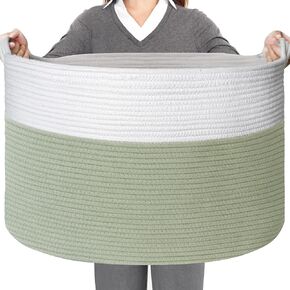 Extra Large Storage Basket - 23.6" x 23.6" x 14.1" Pink Blanket Basket Living Room, Soft Toy Baskets Storage Kids Dogs, Cotton Rope Woven Toy Storage Bin Box, Throw Pillow Holder Organizer