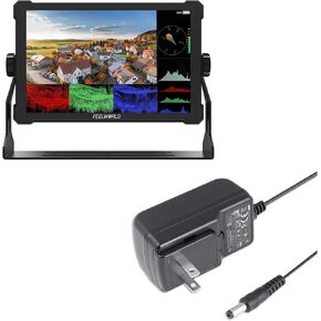 FeelWorld T10 حقل كاميرا DSLR شاشة وحزمة محول الطاقة 12V 1.5A