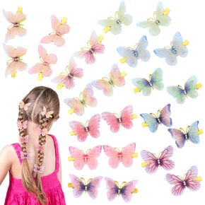 inSowni 24 Pieces/12 Pairs 5.2cm Y2K Glitter Rhinestone Moving Butterfly Hair Clips Hair Barrettes Hair Accessories for Baby Girls Toddlers Kids Teens