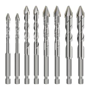 High Strength Bevel Special Eccentric Twist Drill Bit Set 5pcs,High Hardness Skewed Head Eccentric Drill Bits,Carbide-Tipped Masonry Drill Bit for Ceramic Glass Cement Concrete,8mm