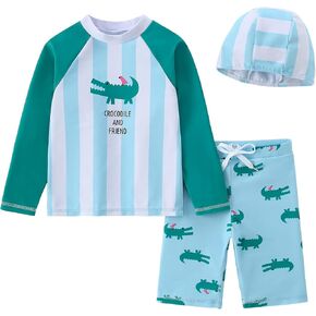 Toddler Swimsuit Boy 2-Piece Dinosaur Bathing Suit with Rash Guard Cute Toddler Boy Swimsuit Dinosaur