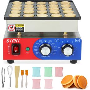 SICHI Mini Pancake Maker Machine with 550℉Heating and Timer Control, 50CS Electric Commercial Dutch Pancake Baker with Nonstick,110V Dutch Pancake Cooker for Restaurant and Kitchen,Dessert Breakfast