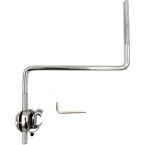 Bass Drum Hoop Cowbell Mount Bracket, Z Shape Percussion Mount Rod with Tom Hoop Clamp, 3/8" Drum Rod Cowbell Mounting Bracket for Jam Block Tambourine Splash Cymbal Mount