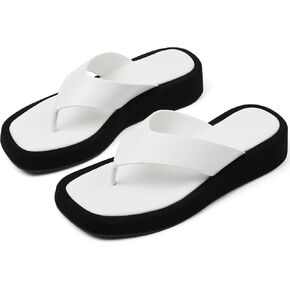 CYNLLIO Slides for Women Slip on Flip Flops Sandals Casual Thongs Platform Wedges Sandals Summer Beach Shoes Comfy Walking Flats Shoes Outdoor Slippers
