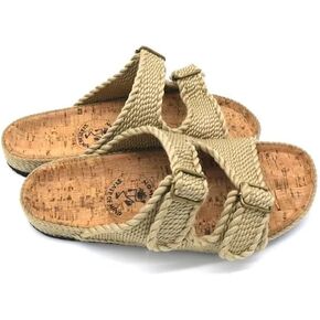 Nomadic State of Mind Moses Cork Footbed Sandals, Arch Support Slip-On Slides, Double Buckle Adjustable Rope Straps, Sustainable Lightweight Shoes, Men Women Unisex