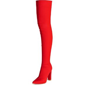 Thigh High Boots for Women Chunky High Heel Over The Knee Boots Stretch Pointed Toe GO GO Knee High Boot
