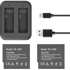 AKASO Brave 8/Brave 8 Lite 2 x 1350mAh Rechargeable Action Camera Battery with USB Dual Charger
