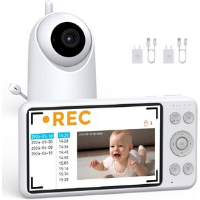 NEWQ HD Baby Monitor: No WiFi 1080P Display Clear Night Vision with Video Recording Feature, Temperature Sensor Function, 2 Way Audio Talking