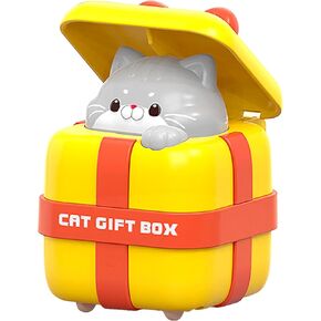 TORMEN Push Button Toy Car Animal Toys Cat Cute for Toddlers 4-6Preschool Kids Box Preschoolers Enhances Motor SkillsCognitive Development（Yellow）