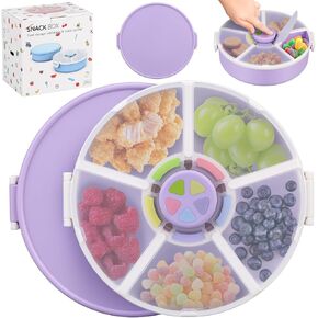 Kids Original Snack Spinner Bundle - Reusable Snack Container with 5 Compartment Dispenser and Lid | BPA and PVC Free | Dishwasher Safe | No Spill, Leakproof,for Toddlers (Pink)