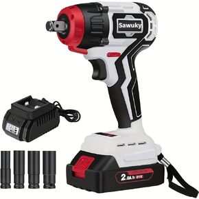 Cordless Impact Wrench Kit (330N.m) Torque,20V Power Impact 1/2 inch Detent Anvil,Includes 2.0 Ah Battery,Smart Charger and Tool Bag