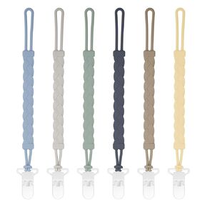 Pacifier Clips, 6-Pack Silicone Pacifier Holder Clip with Stylish Round Design, 100% Food Grade Silicone, Safe Essentials for Newborns Baby Boys and Girls