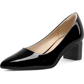 mysoft Women's Pointed Toe Pumps 2 Inch Chunky Block Low Heels Dressy Shoes Slip On Pumps