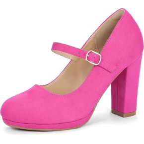 IDIFU IN4 Mary Jane Shoes Closed Toe Heels Platform High Chunky Block Heels Women's Pumps Comfortable Dress Shoes for Women Wedding Bridal Work Fashion Round Toe Pumps Shoes