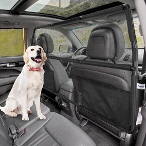 Dog Barrier for Truck,50" Wide Dog Car Barrier,Pet Net Barrier for Car,SUV Dog Barrier for Cargo Area,Back Seat Car Gate,Trunk Barrier with See Through Net Mesh for Trucks SUV CUV Vehicle