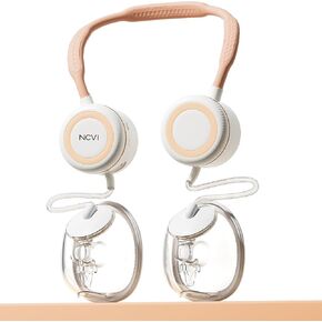 NCVI Neckband Wearable Electric Breast Pump On-The-go, Mobile Portable Milk Extraction Breastfeeding Pump Hands Free with Collection Cups and 4 Modes 9 Levels for Office/Travel/Drive/Exercise, White