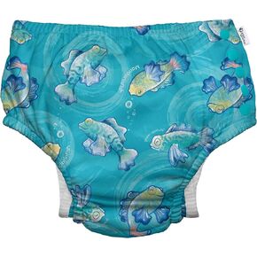 i play. by green sprouts Reusable, Eco Snap Swim Diaper with Gussets, UPF 50, 6 mo, Aqua Mandarin Fish - Biodiversity, Patented Design, STANDARD 100 by OEKO-TEX Certified