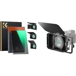 K&F Concept Mini Matte Box & 4'' x 5.65'' Square ND1.5 (5 Stops) Filter, Carbon Fiber & Optical Glass, Black
